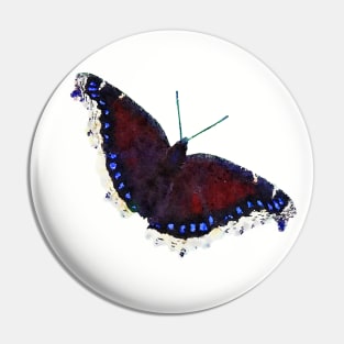 Mourning Cloak Butterfly Watercolor Style Pin