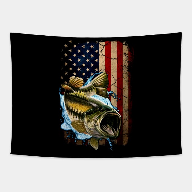 bass fishing american flag 4th of july | Art Board Print