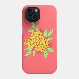 Vintage hydrangea flowers botanical design in yellow and red Phone Case