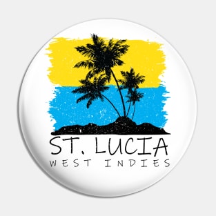 St Lucia National Colors with Palm Silhouette Pin