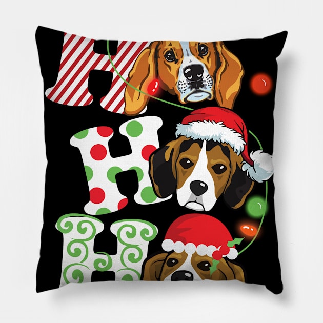 Ho Ho Ho Beagle Pillow by EduardjoxgJoxgkozlov