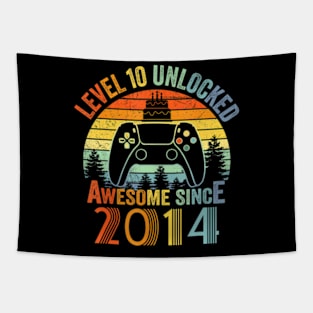 Level 10 Unlocked Video Gamer 10 Years Old 10 Birthday Tapestry