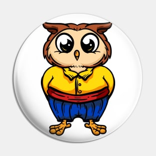 Cute Anthropomorphic Human-like Cartoon Character Owl in Clothes Pin