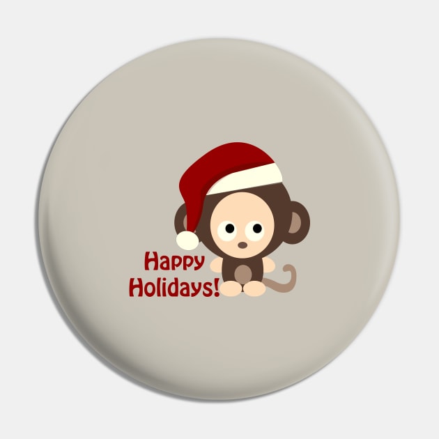 Happy Holidays Santa Monkey Pin by Hedgie Designs