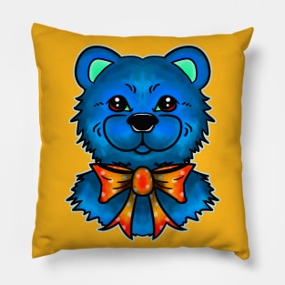 Blue Bear & Tie Dye Tie Pillow