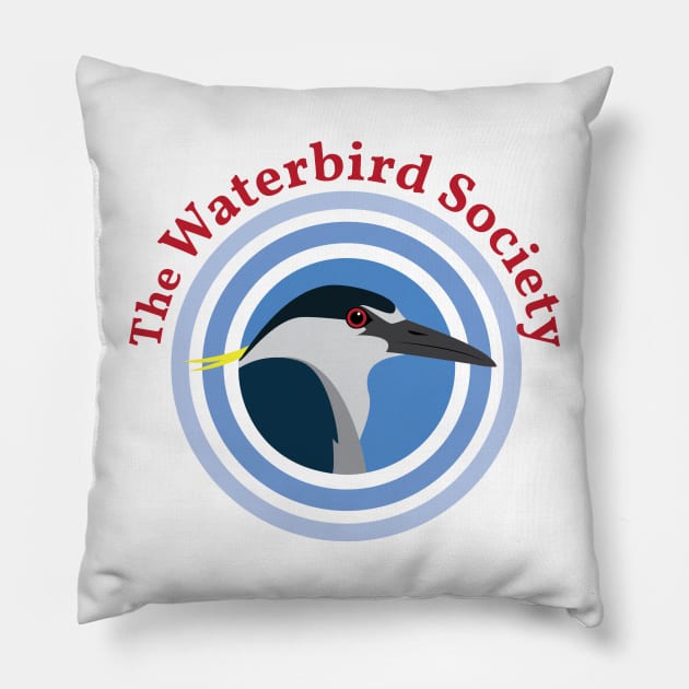 Night-Heron (Large Logo with Red Text) Pillow by Waterbird Society