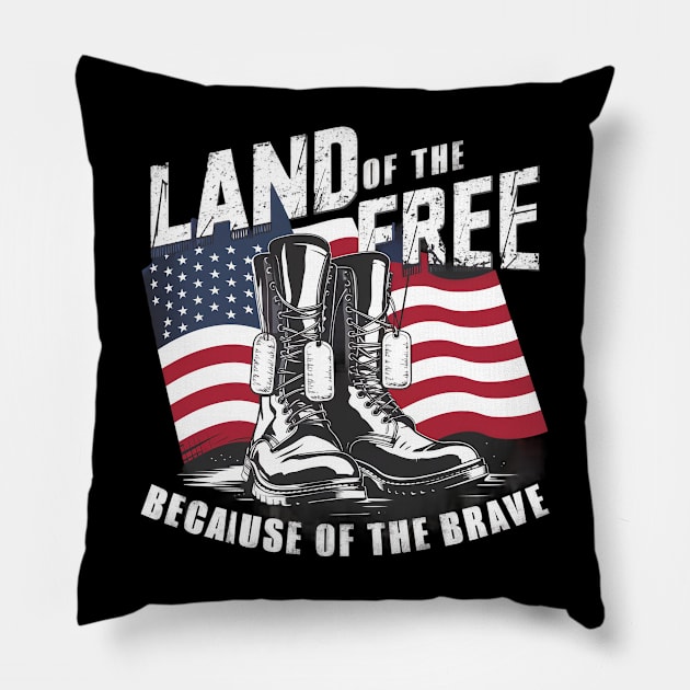 Patriotic Valor: Boots of the Brave Pillow by WEARWORLD