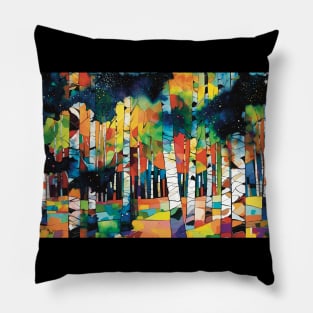 Colorful Night Forest Pillow