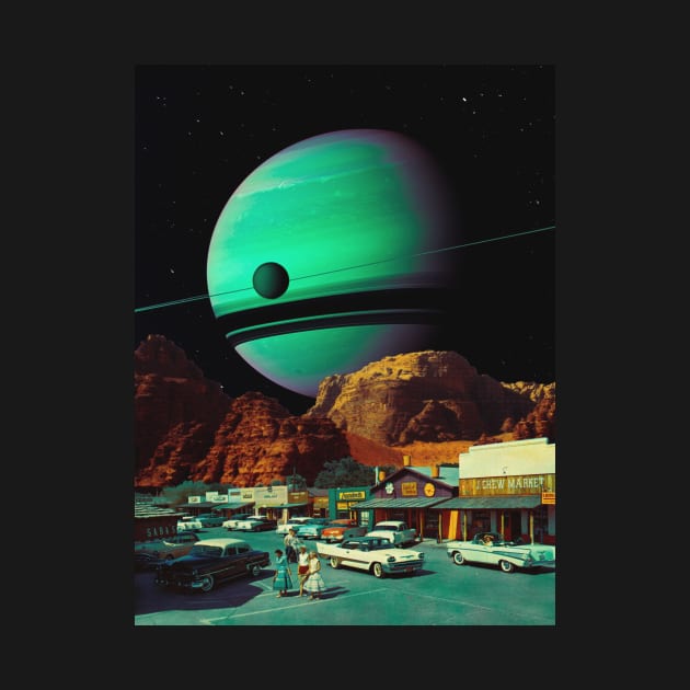 Saturn's Market - Space Collage, Retro Futurism, Sci-Fi by jessgaspar