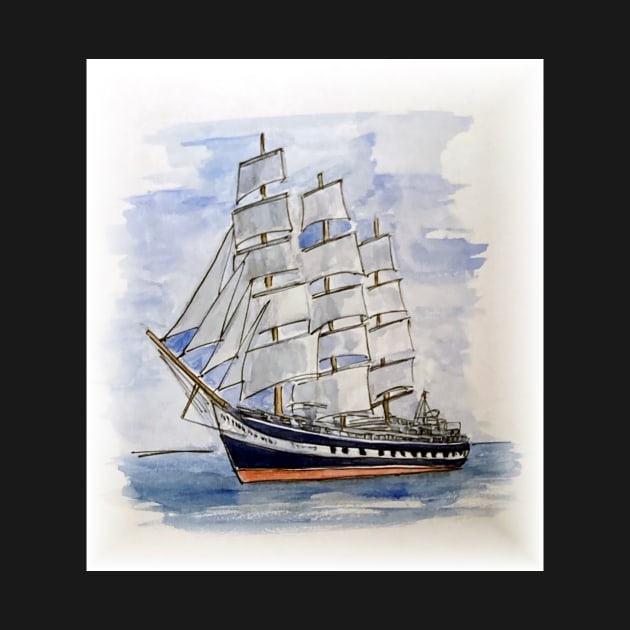 Tall Ship from an original watercolour sketch by bobpetcher