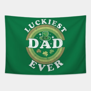 Luckiest Dad Ever Matching St Patty's Day Retro Vintage Tapestry