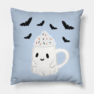 Cute ghost art, spooky cute ghost mug drawing Pillow