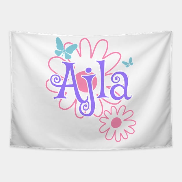 Ajla Girls Name Daisy Butterflies Tapestry by xsylx