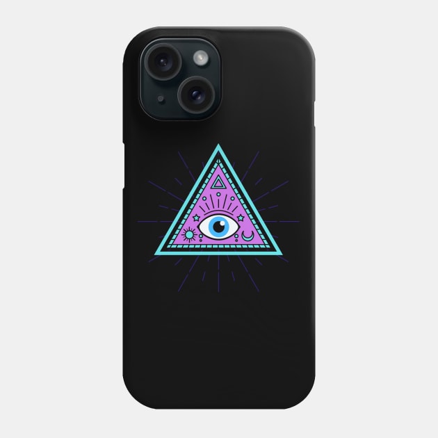 All Seeing eye - light blue and purp with blue eye Phone Case by Just In Tee Shirts
