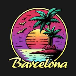 Barcelona Spain summer sunset Sun T-Shirt