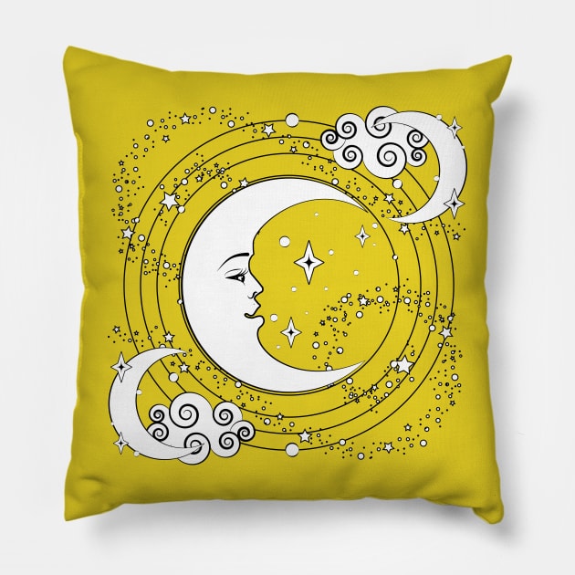 Retro Moon Design Pillow by DQDesigns By Chele