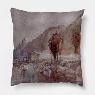 A Distant Castle with Poplar Trees beside a River Pillow