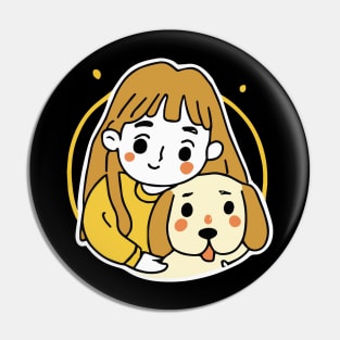 Girl with a Labrador Dog Lover Retriever Pin