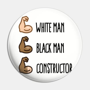 White man black man constructor biceps gym fitness construction worker train (dark design) Pin