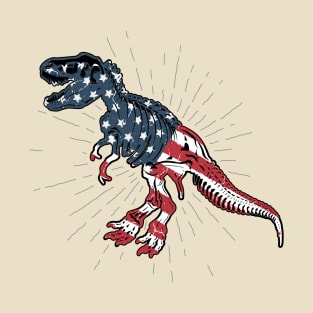 USA T-Rex Dinosaur USA Flag 4th of July T-Shirt