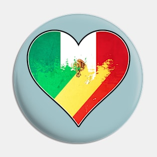 Mexican and Congolese Republic Heart Mix Heritage Flag Pin