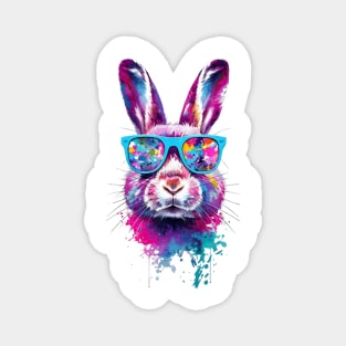 Bunny Face With Tie Dye Glasses Happy Easter Day Men Boy Kid Magnet
