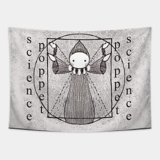 Vitruvian Poppet in Black and White Tapestry