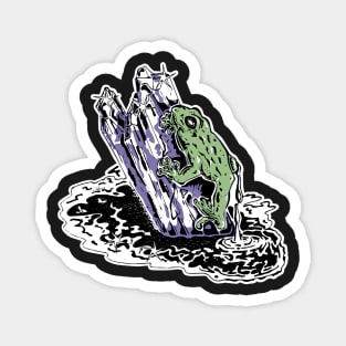 Cottagecore Aesthetic Frog and Crystal Vintage Magnet