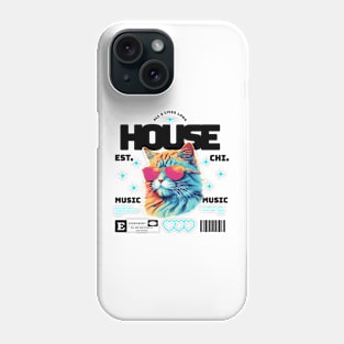 HOUSE MUSIC  - Cool Cat In Shades (black/blue) Phone Case