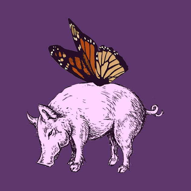 pig and butterfly, by herbertmobley