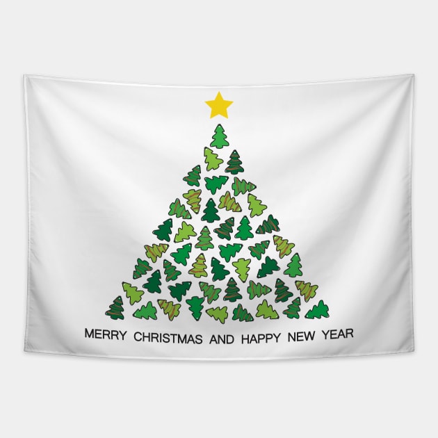 Cute Christmas tree Tapestry by grafart