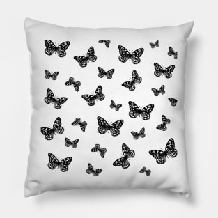 Black and white scattered butterfly pattern Pillow