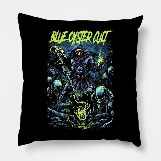 BLUE OYSTER CULT BAND DESIGN Pillow by Rons Frogss