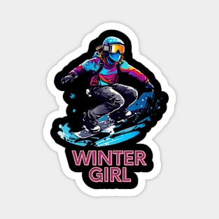 Winter Girl Snowboard Magnet