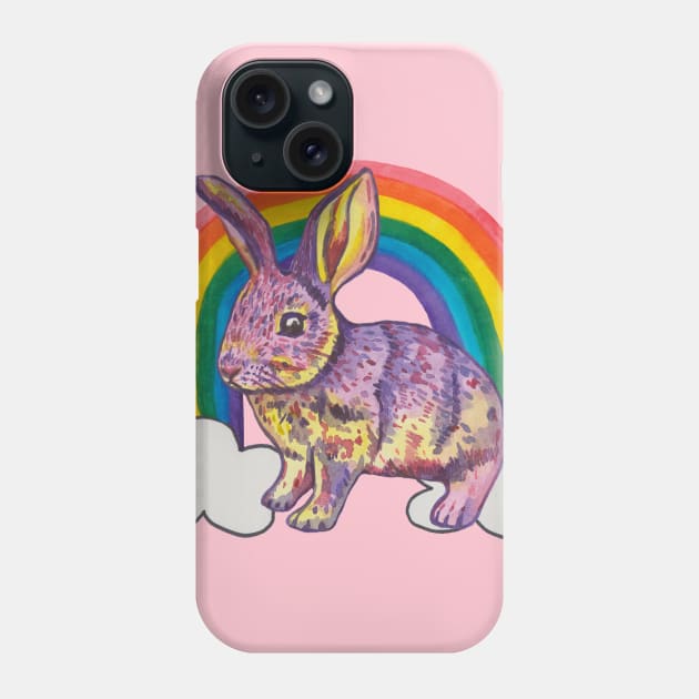 Bunny rabbit with rainbow and clouds Phone Case by deadblackpony