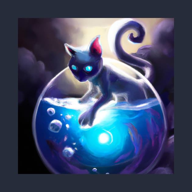 Magical Cat Harnesses the Glowing Power of a Mystical Fish Bowl by Star Scrunch