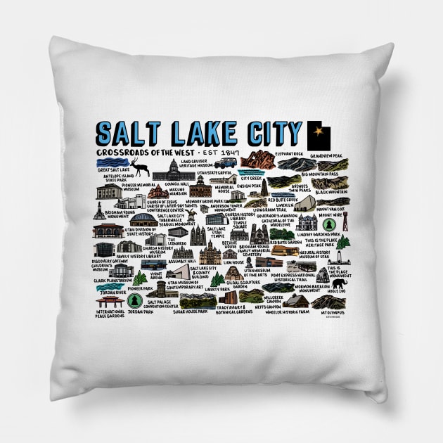 Salt Lake City Map Pillow by fiberandgloss