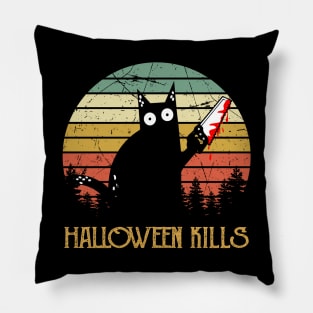 Vintage Cat Kills Halloween Christmas Gift Pillow