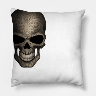 Decorated Dark Sugar Skull Pillow