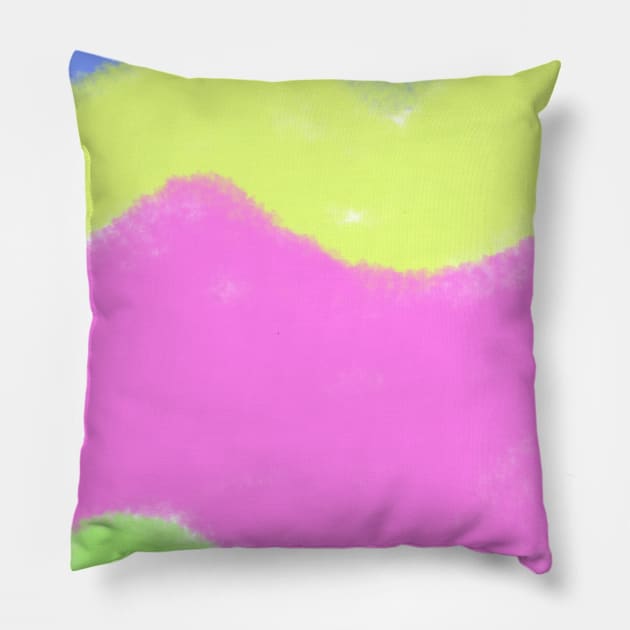 Green yellow pink watercolor art design Pillow by Simplecooldesignss