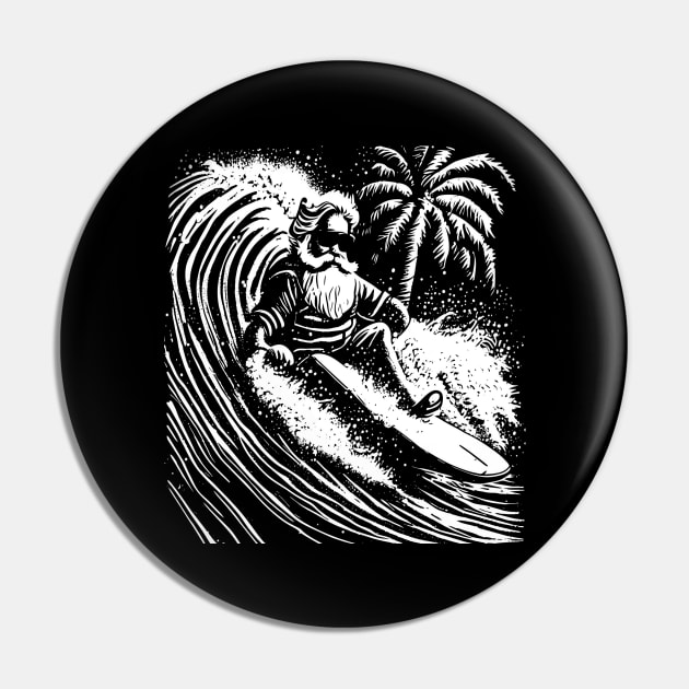 Merry Surfmas, Santa Waving, Christmas, Surf Gift, Santa Gift Pin by Customo