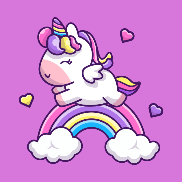 Cute Unicorn With Rainbow Cartoon by Catalyst Labs