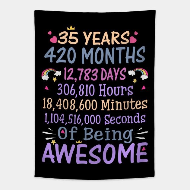 Birthday Gift 35 Years Old Being Awesome Tapestry by CelineTootd