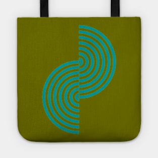 groovy minimalist pattern: aqua waves on olive Tote