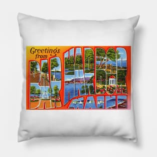 Greetings from Bar Harbor Maine, Vintage Large Letter Postcard Pillow