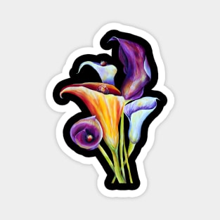 Watercolor Calla Lilies Bouquet Blooming Magnet