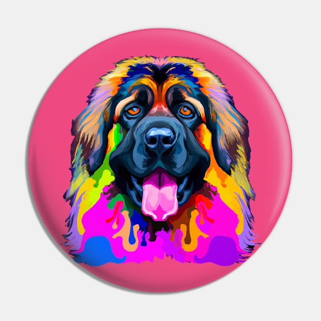 Floof Leonberger Colorful Illustration Pin by Furrban