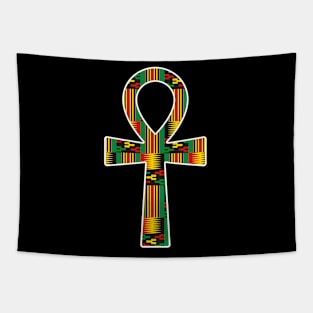 Ankh Aymbol with African Kente Pattern Tapestry