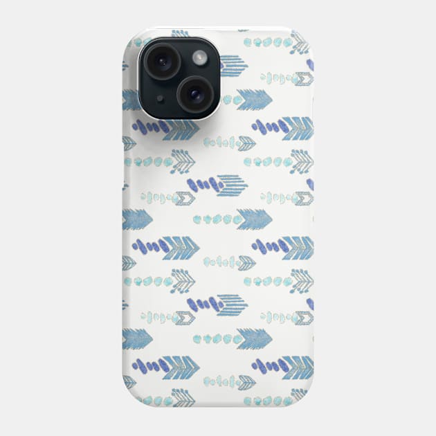 Blue White tribal Arrows Pattern Phone Case by Grafikstudio