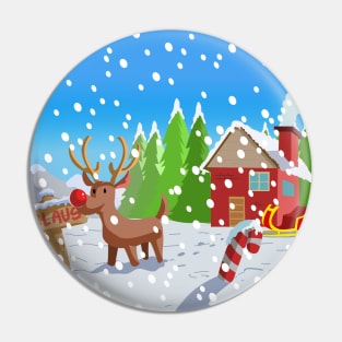 Rudolph and White christmas Pin